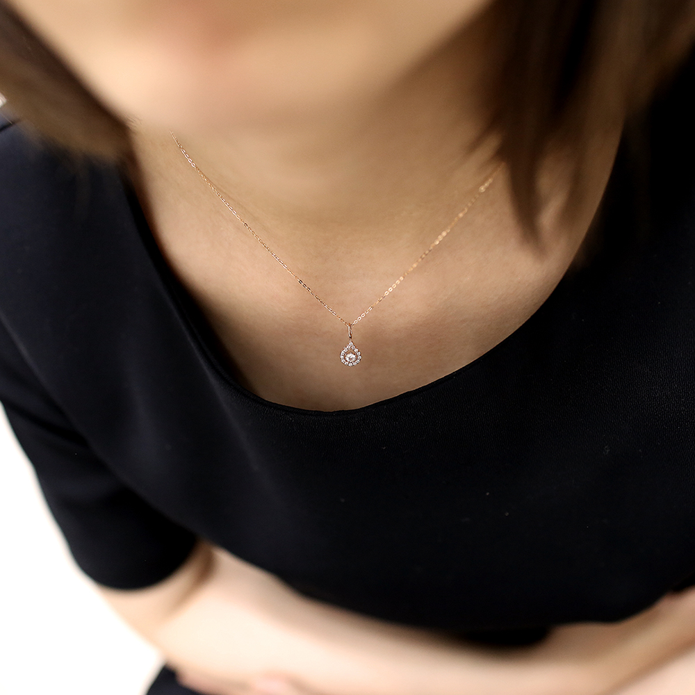 물방울목걸이 14k 18k 여자 명품 심플 데일리 금 체인 팬던트 목걸이 - 상세 이미지 2