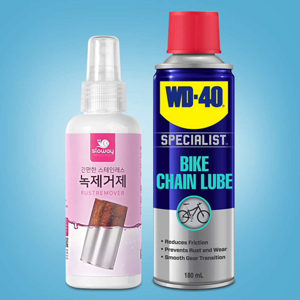 자전거 녹제거 150ml + WD-40 체인 오일 윤활유 180ml - 상품 이미지