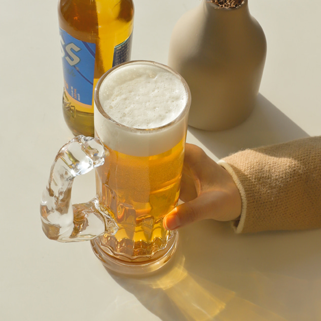 머슬 손잡이 생 맥주잔 소맥잔 집들이선물 특이한 맥주컵 600ml 이미지 8