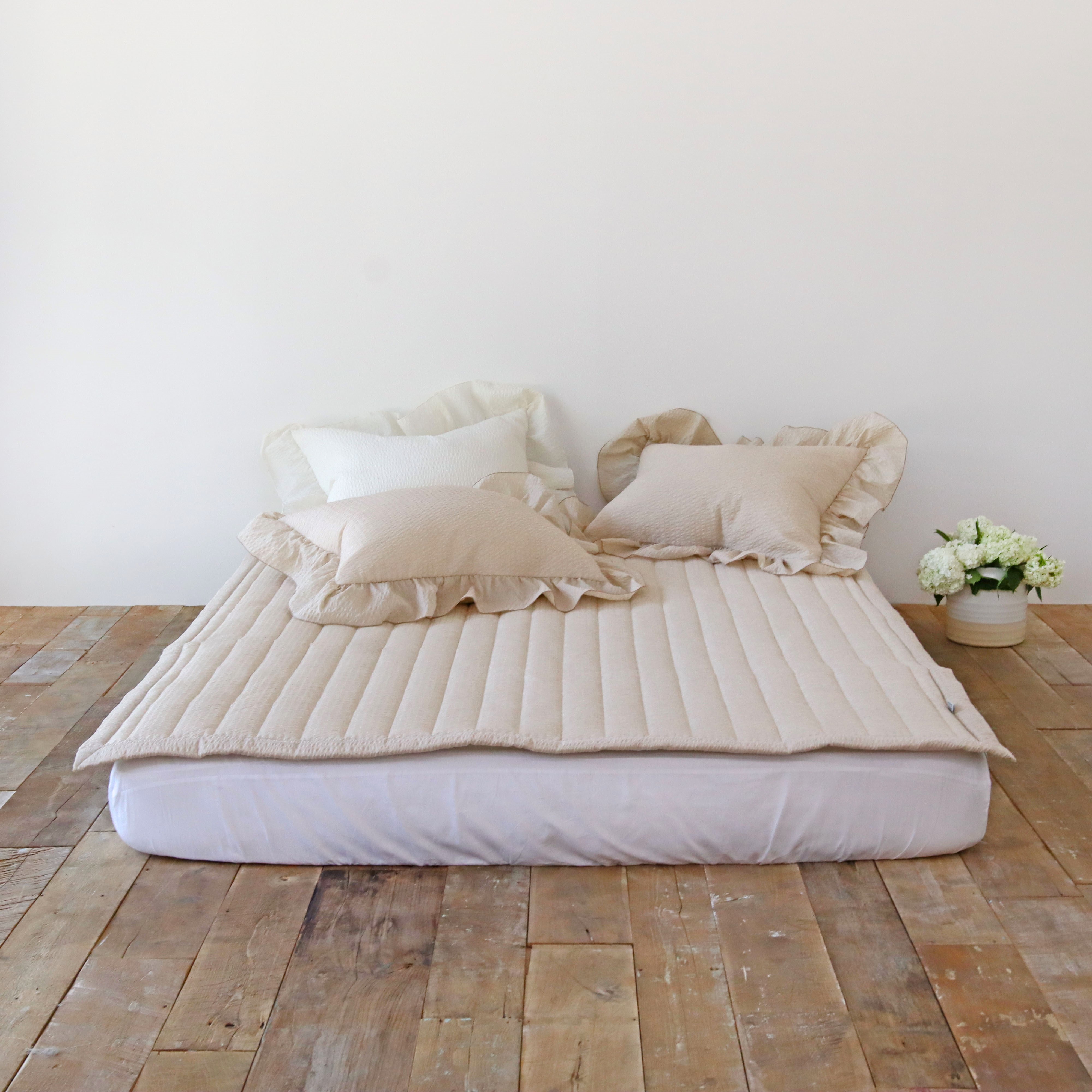 솔리드 에어워싱 시어서커 미끄럼방지 고정밴드 논슬립 침대 여름 패드 SS