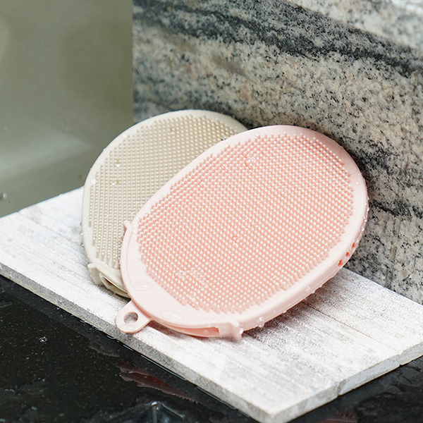 리틀클라우드 유아 아기 실리콘 샤워 장갑 타월 신생아 목욕 타올 핑크 1P+샌드베이지 1P