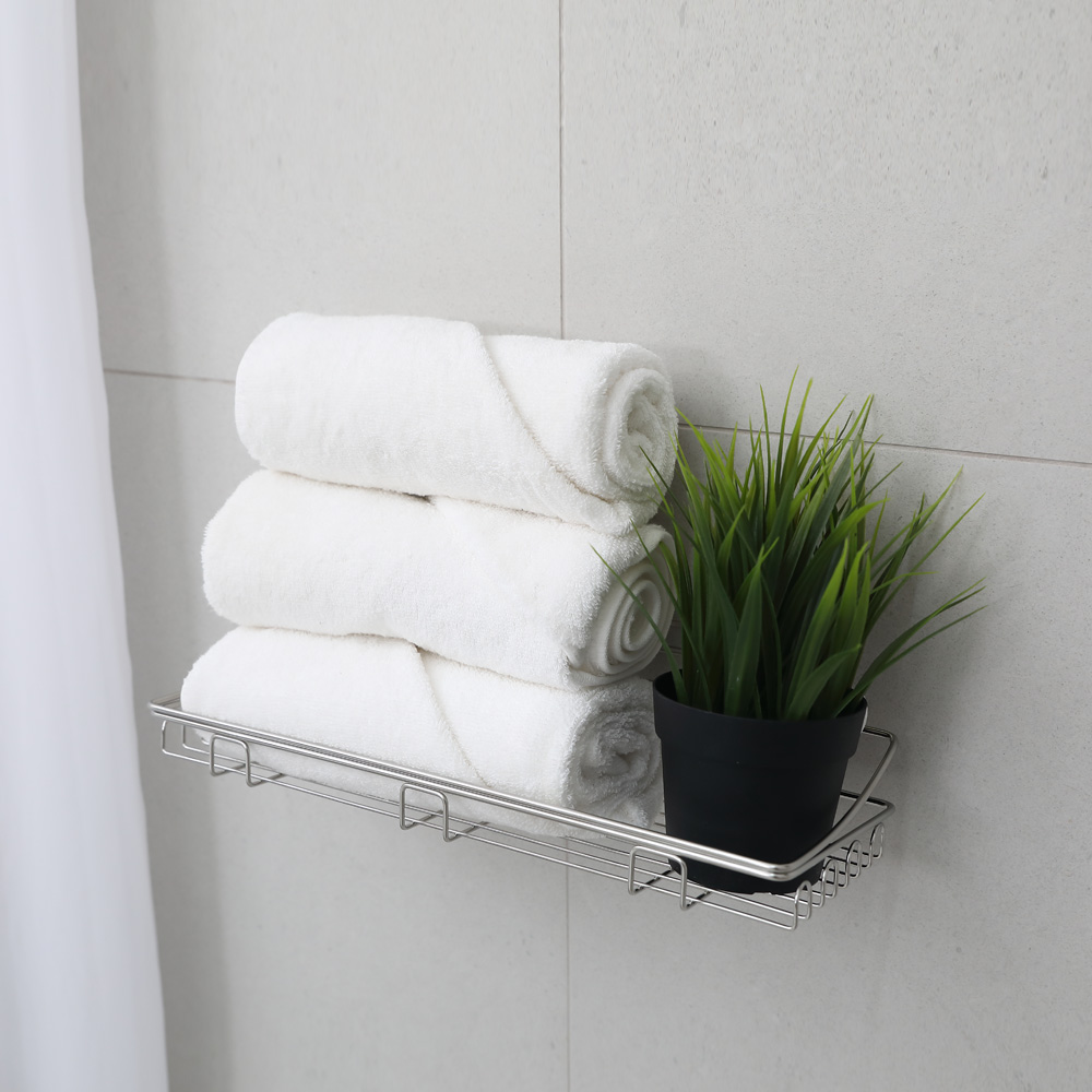 글라스터 흡착식 스테인레스 욕실 평면선반 대 L 다용도 욕실 주방 무타공 선반 정리용품