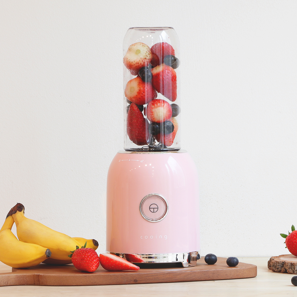 쿠잉 소형믹서기 BLD-250 미니 블렌더 가정용 휴대용 이유식 과일 핑크