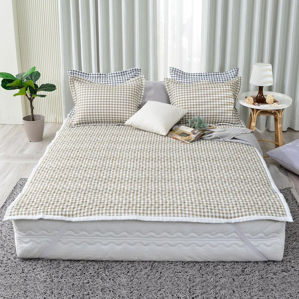 달콤한하루 고정밴드 시어서커 여름 침대패드 매트리스 패드 SS 카이블루