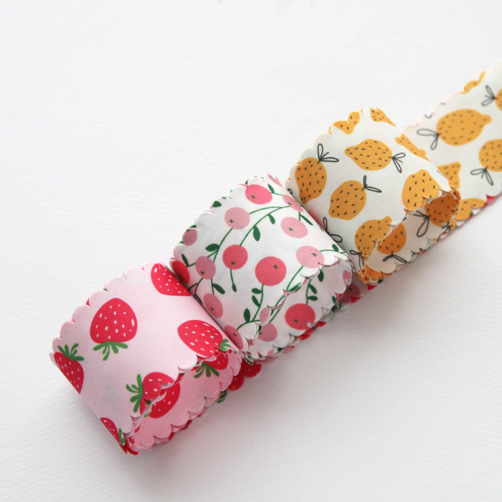과일 물결 리본 폭4cm 길이90cm헤어악세사리 리본공예 DIY재료 - 상세 이미지 2