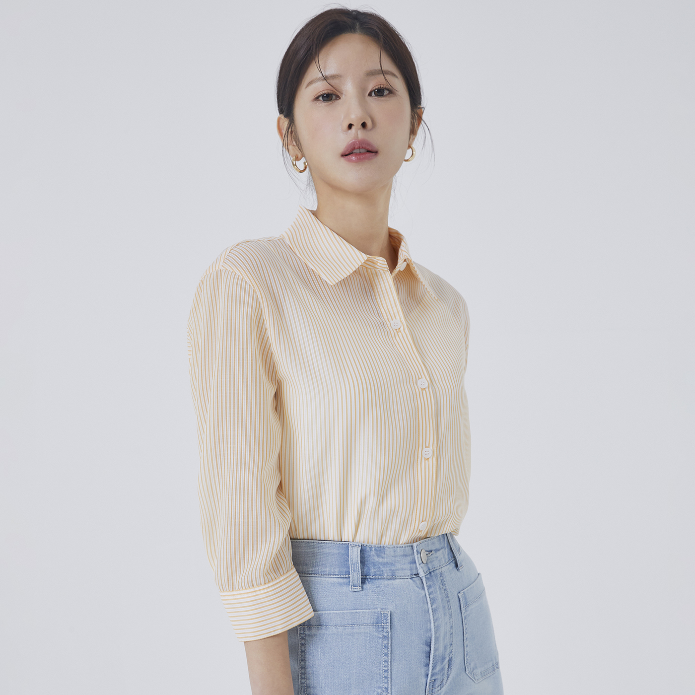 로엠 베이직 린넨라이크 7부 셔츠 RMYWD24R01 - 상세 이미지 4