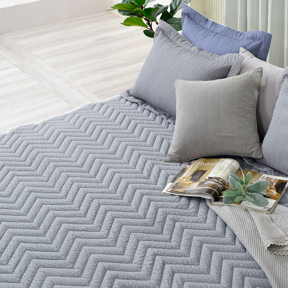 달콤한하루 고정밴드 시어서커 여름 침대패드 매트리스 패드 SS 카이블루