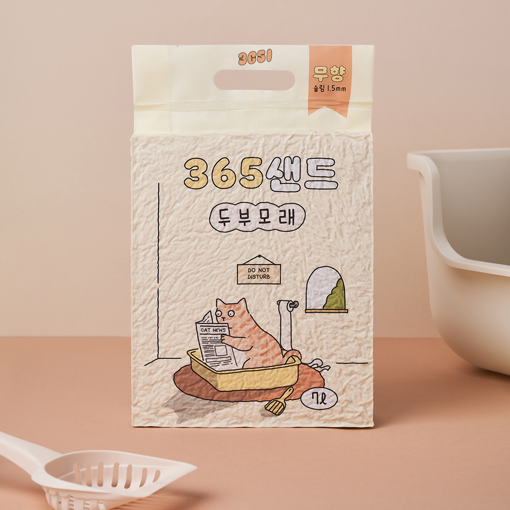 3651 365샌드 두부모래 슬림입자 1.5mm 7L X 5개입 (1박스)