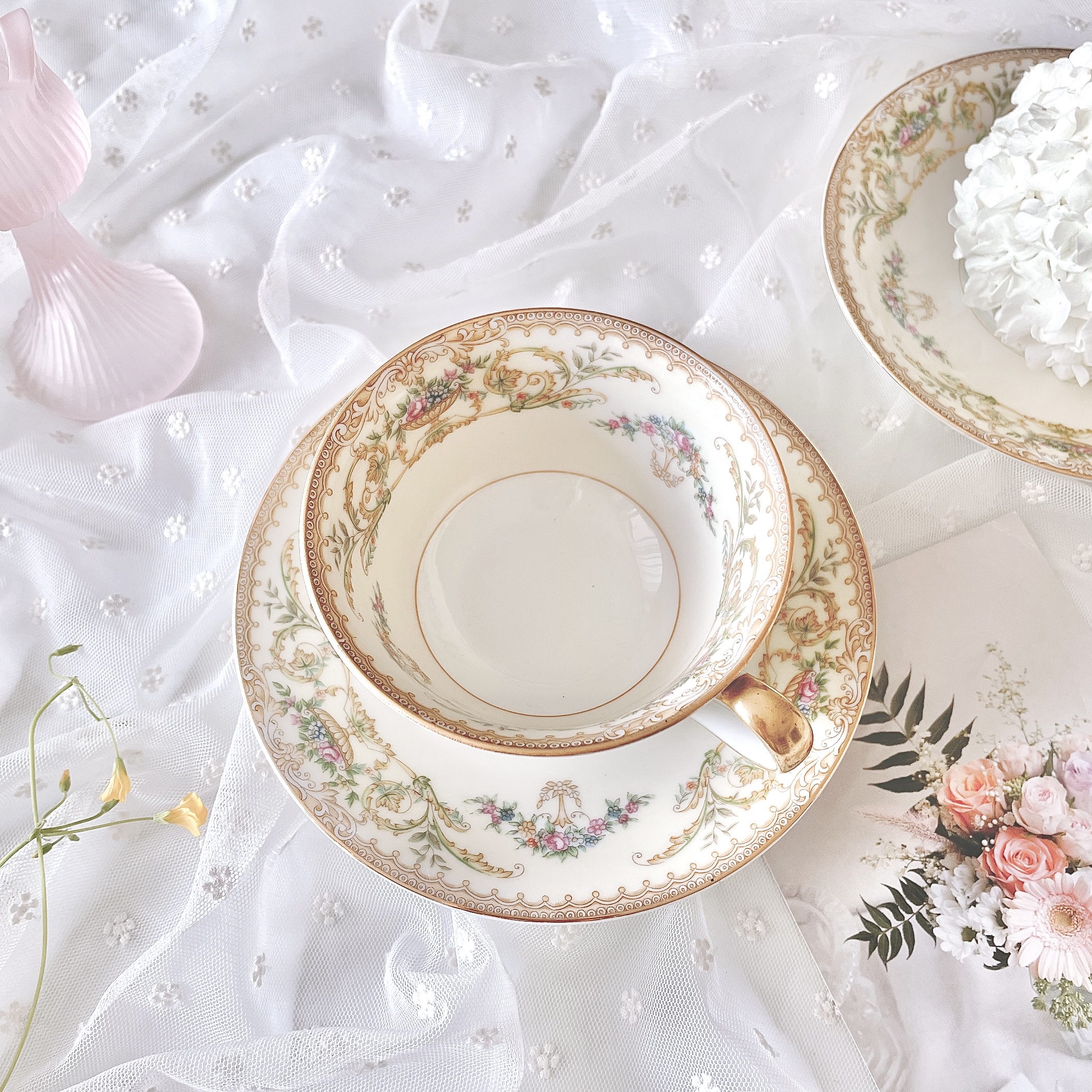 [B품] 노리다케 나디아 빈티지 찻잔 커피잔 앤틱 컵앤소서 세트 티타임