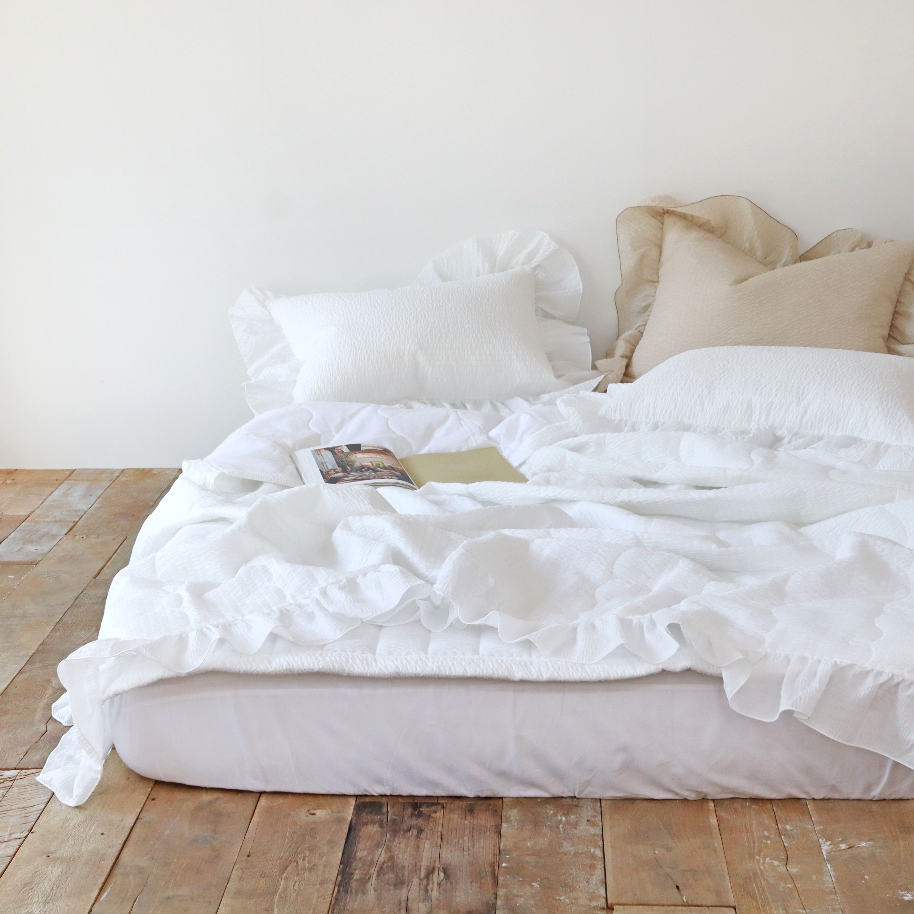 솔리드 에어워싱 시어서커 순면 프릴 시원한 차렵 침구 여름 이불 SS