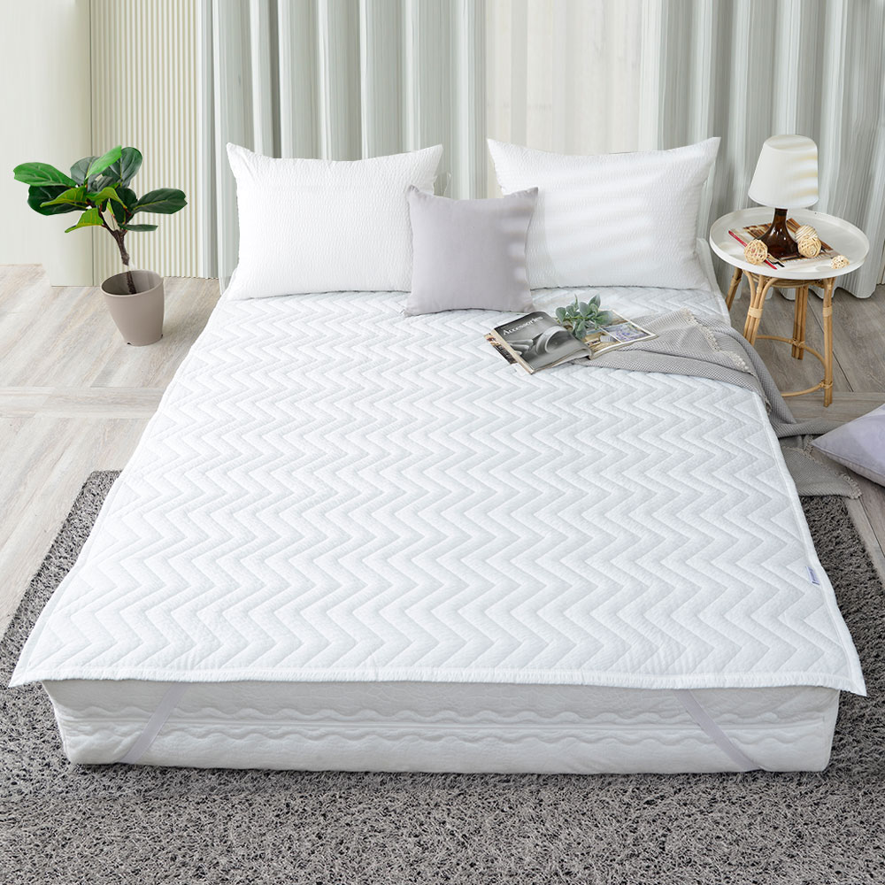 달콤한하루 고정밴드 시어서커 여름 침대패드 매트리스 패드 SS 카이블루