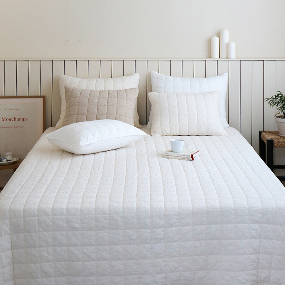 모제무드 스퀘어 오가닉 순면 피그먼트 패밀리침대패드 이불깔개 Q