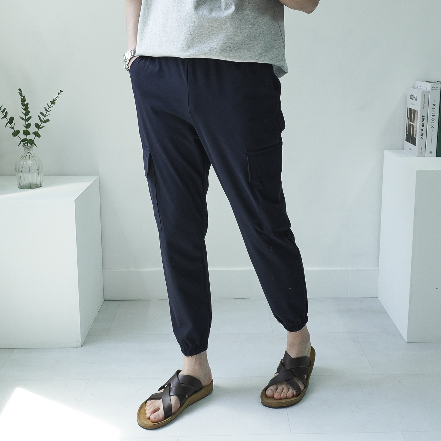 M-3XL 빅사이즈 남자 여름 아이스 밴딩 스판 냉감 쿨 카고 조거팬츠 4color - 상세 이미지 4