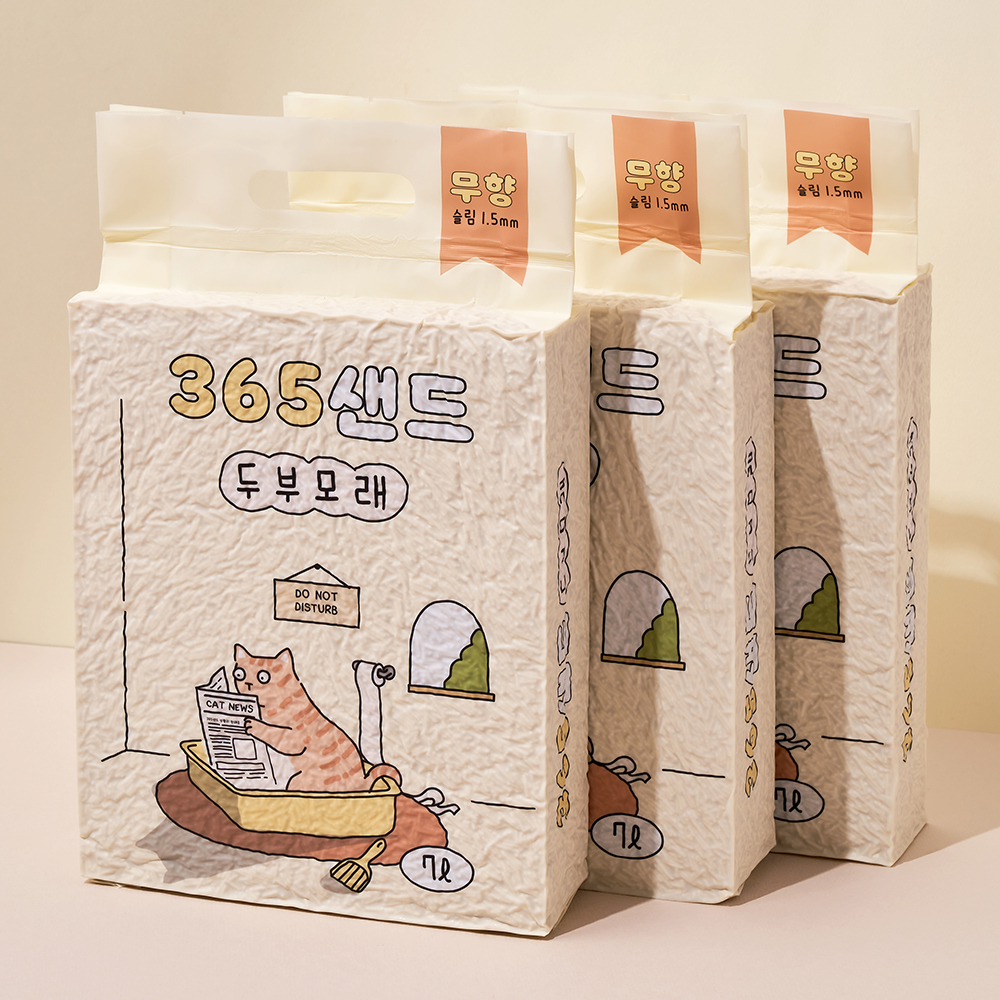 3651 365샌드 두부모래 슬림입자 1.5mm 7L X 5개입 (1박스)