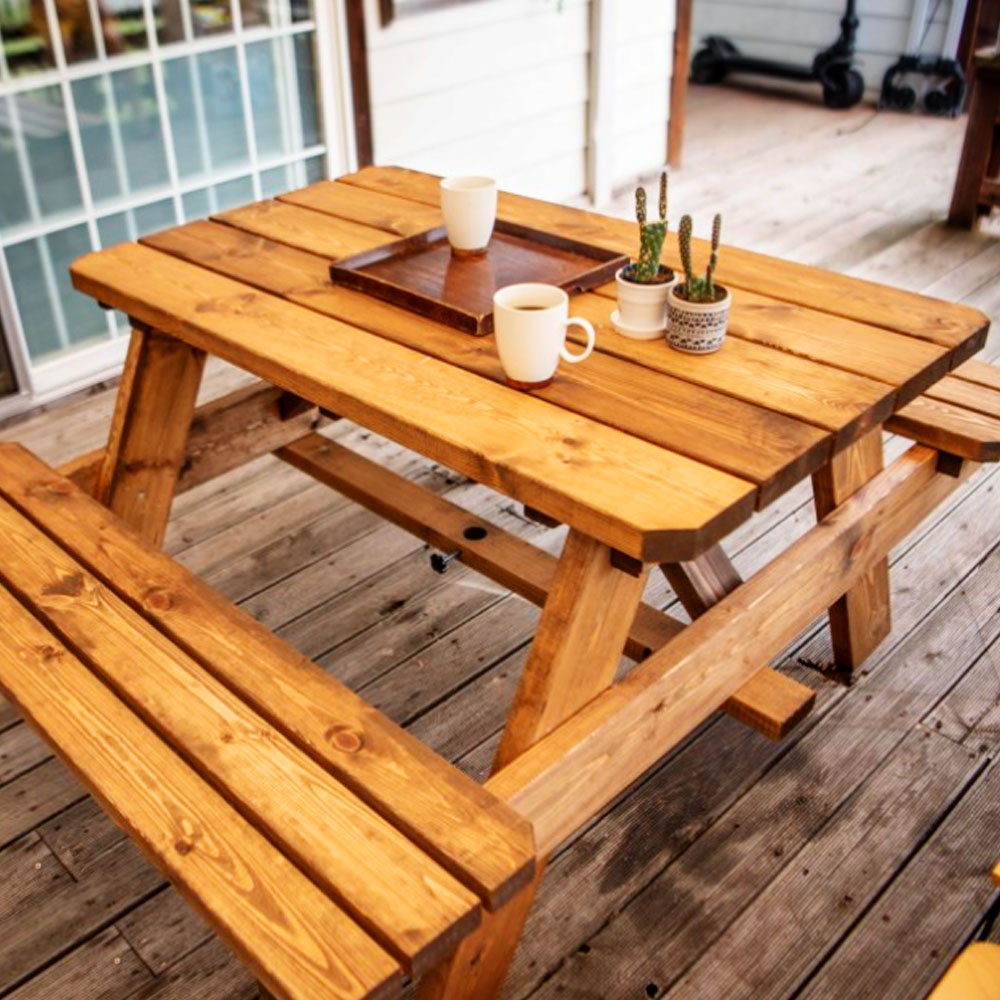 야외용 파라솔테이블 세트 원목 편의점 테라스 일체형 4인 도토리