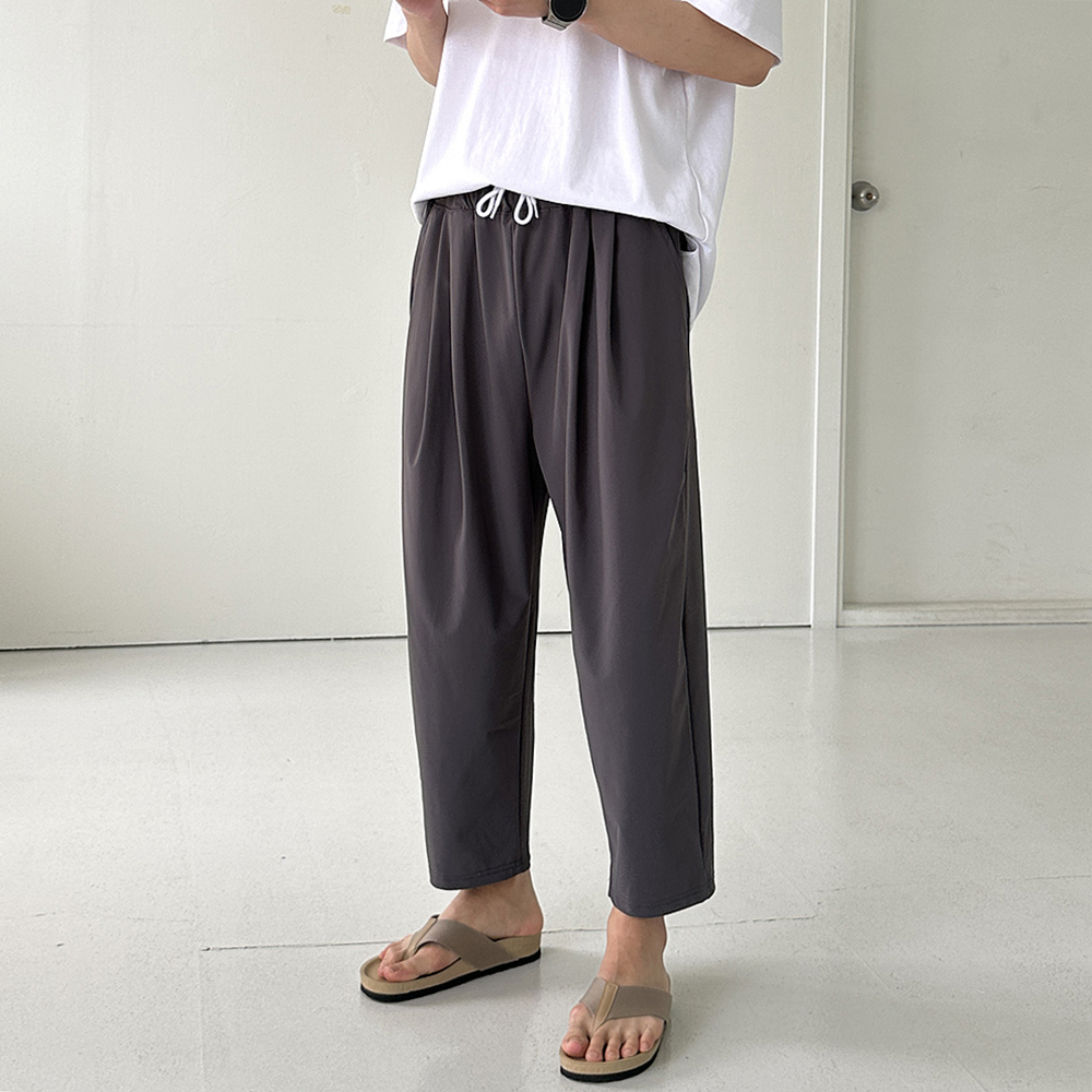 남자 여름바지 쿨 밴딩 투턱 아이스 팬츠 남자 냉장고바지