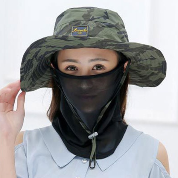 여자 낚시모자 낚시용모자 낚시썬캡 야외 야외용 자외선차단 햇빛가리개 여름 모기 선라인 - 메인 이미지