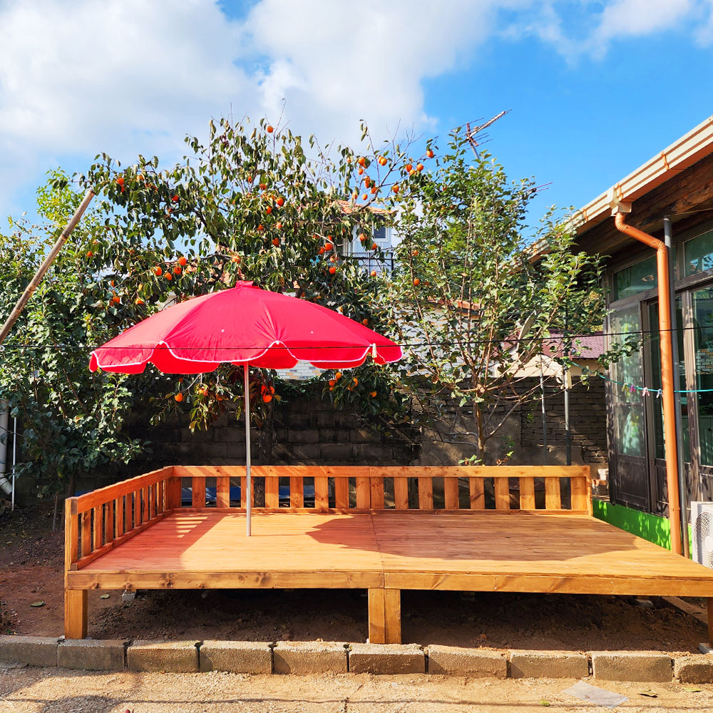 야외테이블 원목 조립식평상 테라스 피크닉 정원 평상마루 세트 600X600