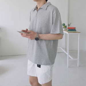 남자반팔티 오버핏 집업 헨리넥 남자카라티 착용 후기 | 사이즈/핏 총정리 - 상품 이미지 2