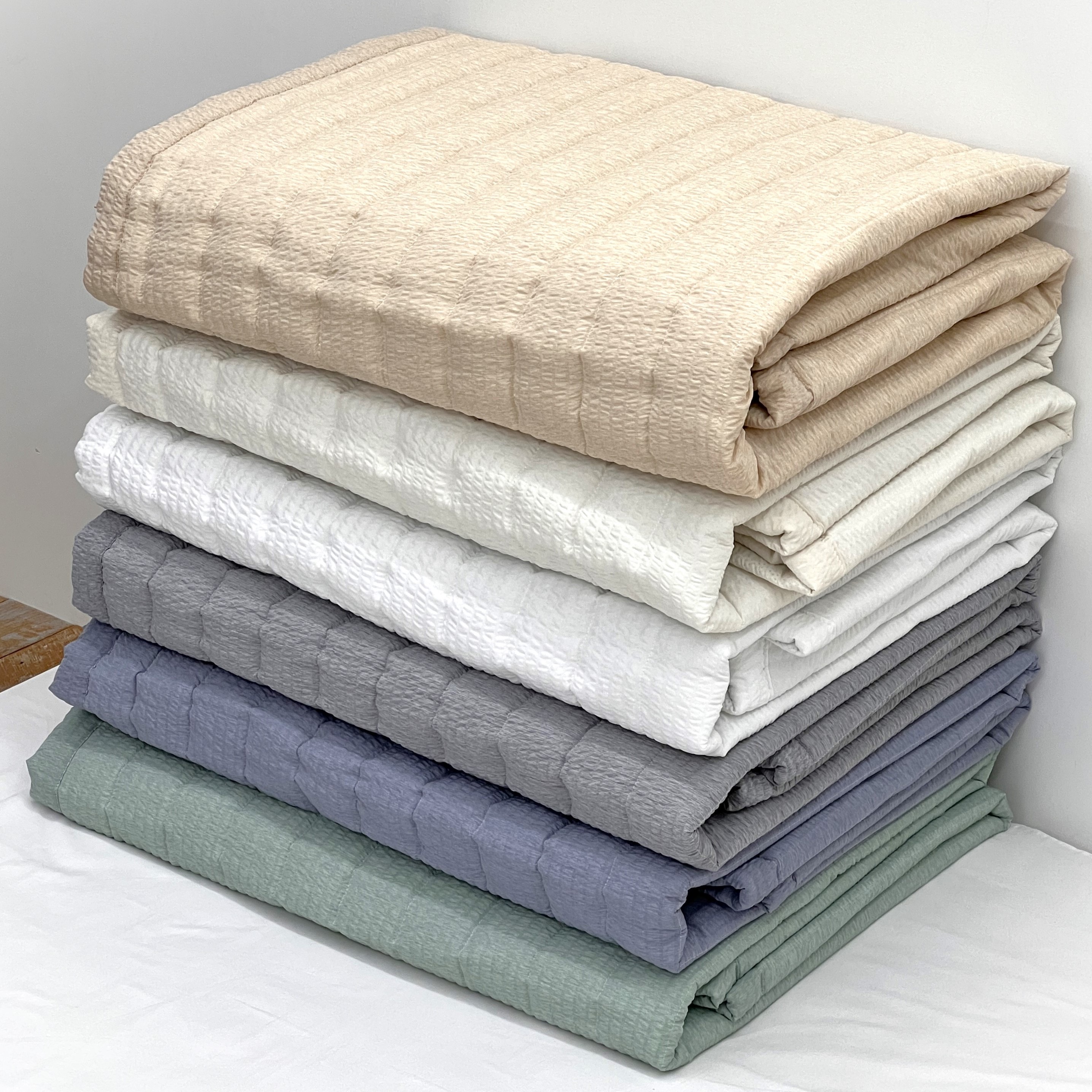 솔리드 에어워싱 시어서커 미끄럼방지 고정밴드 논슬립 침대 여름 패드 Q