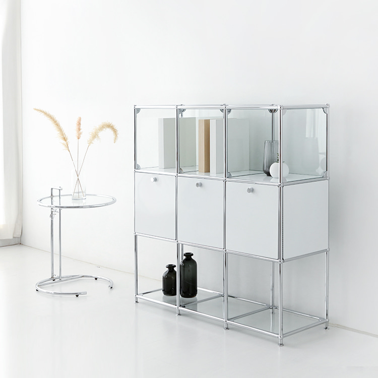 심플리 3x3 유리 수납장 3문 MD068 1160mmx405mm1180mm, 화이트 1208.3402 - 상세 이미지 3