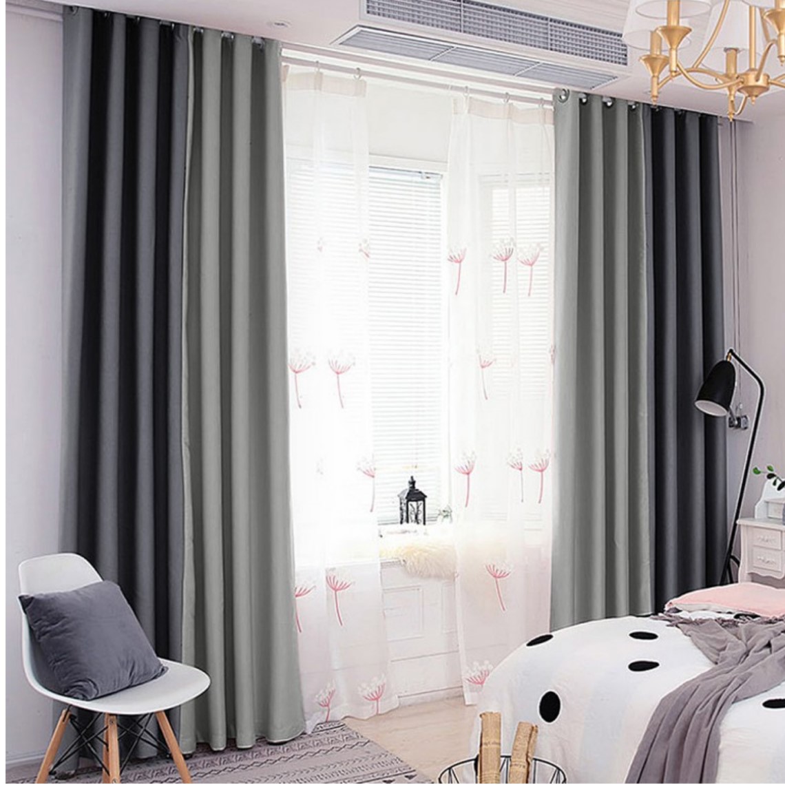 암막 커튼 민자형 볼륨 코스트코 안방드레스룸 호텔식 3중 먼지없는 양면 작은창 2장