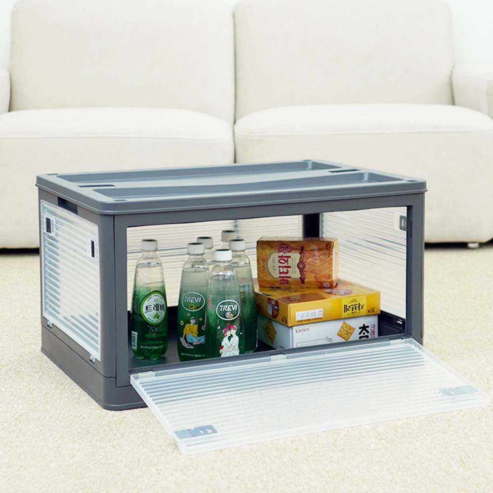 접이식 폴딩리빙박스 84리터 투명 5면개방, 다용도수납장, 옷수납정리함