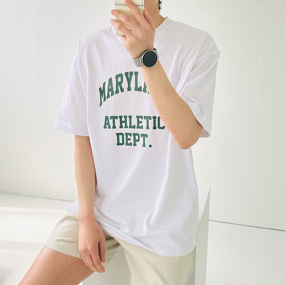 남자오버핏반팔티 수피마 면 레터링 남성반팔티 - 상품 이미지