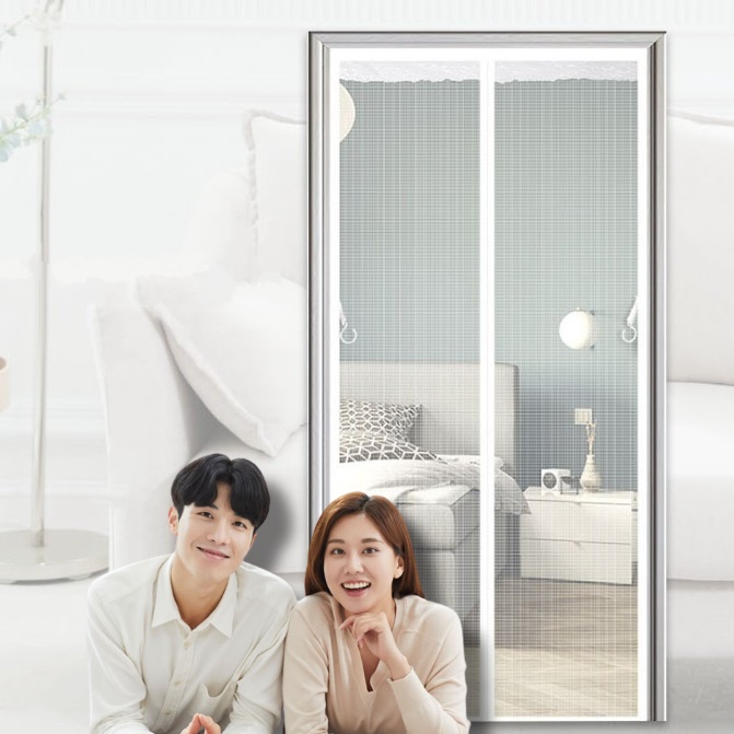 아파트 현관 방충망 셀프 교체 현관 방충문 탈부착 붙이는 모기장 삼색세모 90x210cm