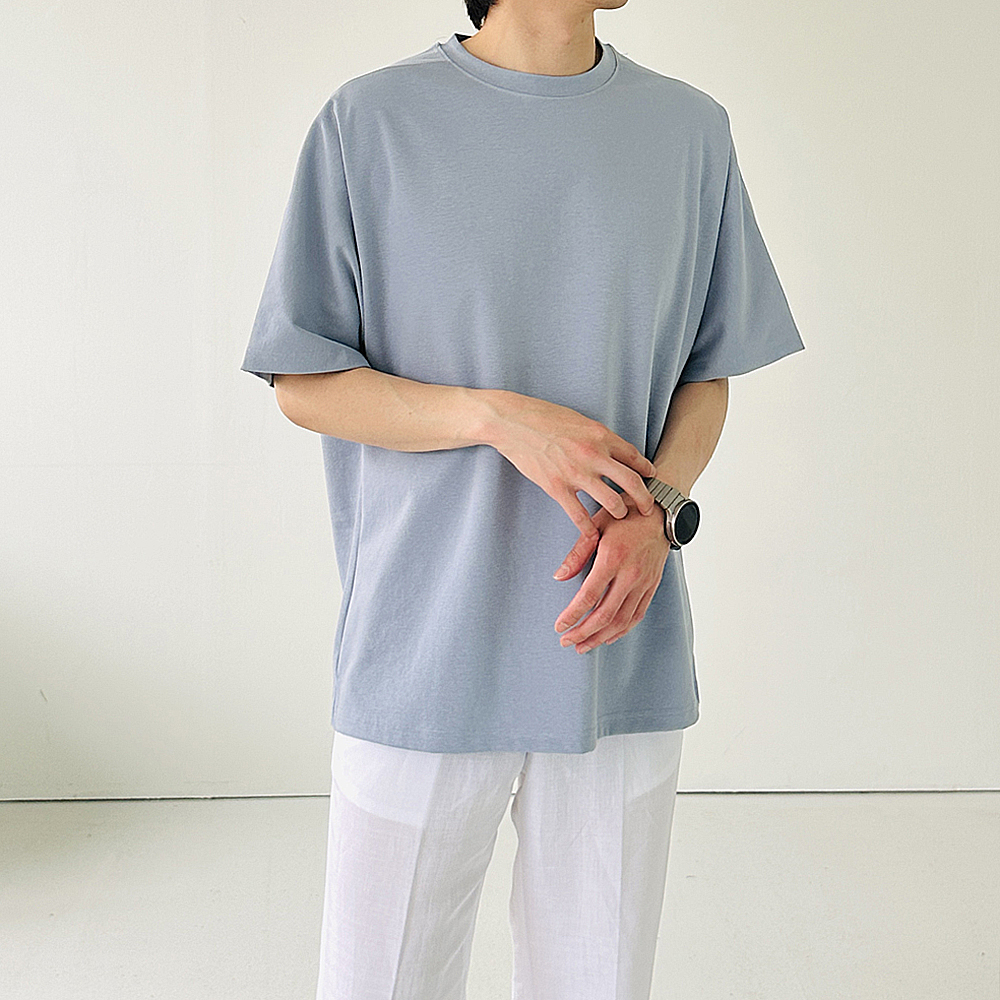 남자오버핏반팔티 구김없는 분또 레이어드 커플반팔티 - 상품 이미지