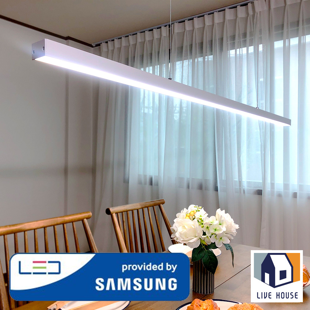 식탁조명 라인 펜던트 조명 일자 4인 화이트 사각 LED 전등