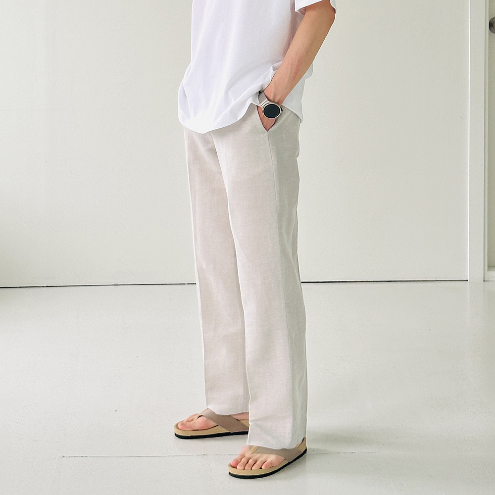 남자와이드슬랙스 쿨팬츠 통큰 린넨바지 남자여름슬랙스 - 상세 이미지 3