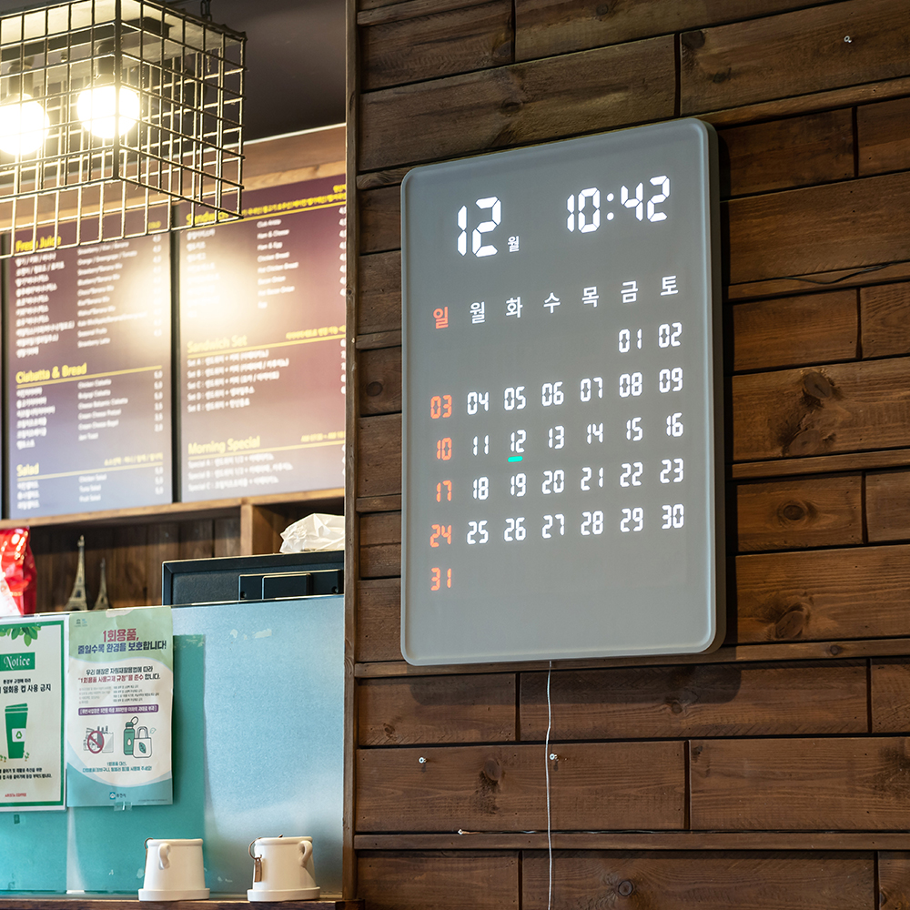 플라이토 와이파이 자이언트 전자달력 인테리어 LED 벽시계 50cm