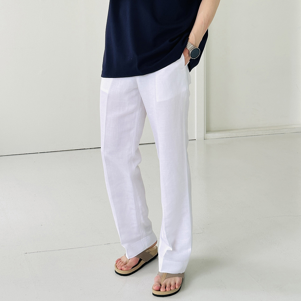 남자와이드슬랙스 쿨팬츠 통큰 린넨바지 남자여름슬랙스 - 상품 이미지