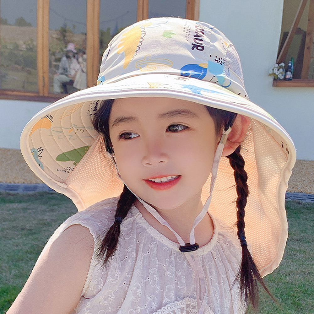 키즈 아동 유아 어린이 여름 플랩캡 모자 버킷 차양 햇 여아 초등 - 상세 이미지 4