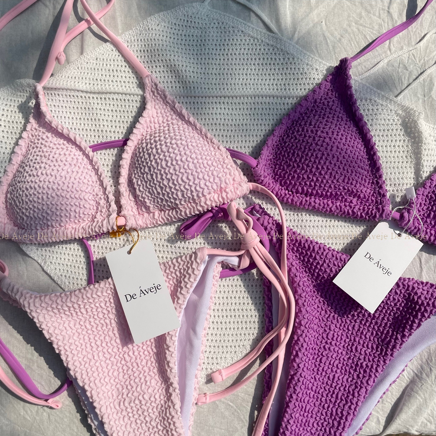 홀터넥 끈 비키니 수영복 비비드 컬러 퍼플 그린 휴양지룩 2color 이미지 6