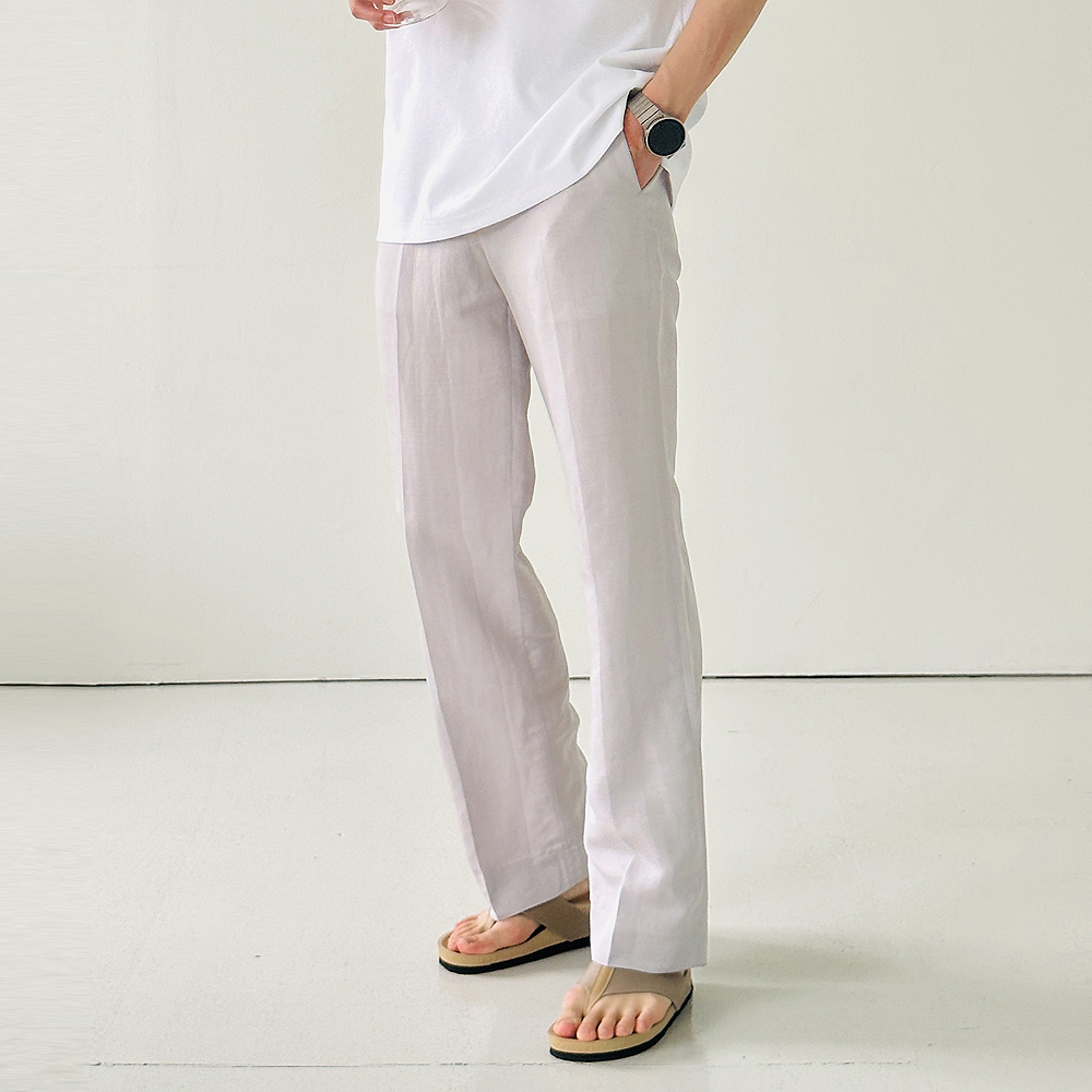 남자와이드슬랙스 쿨팬츠 통큰 린넨바지 남자여름슬랙스 - 상세 이미지 2