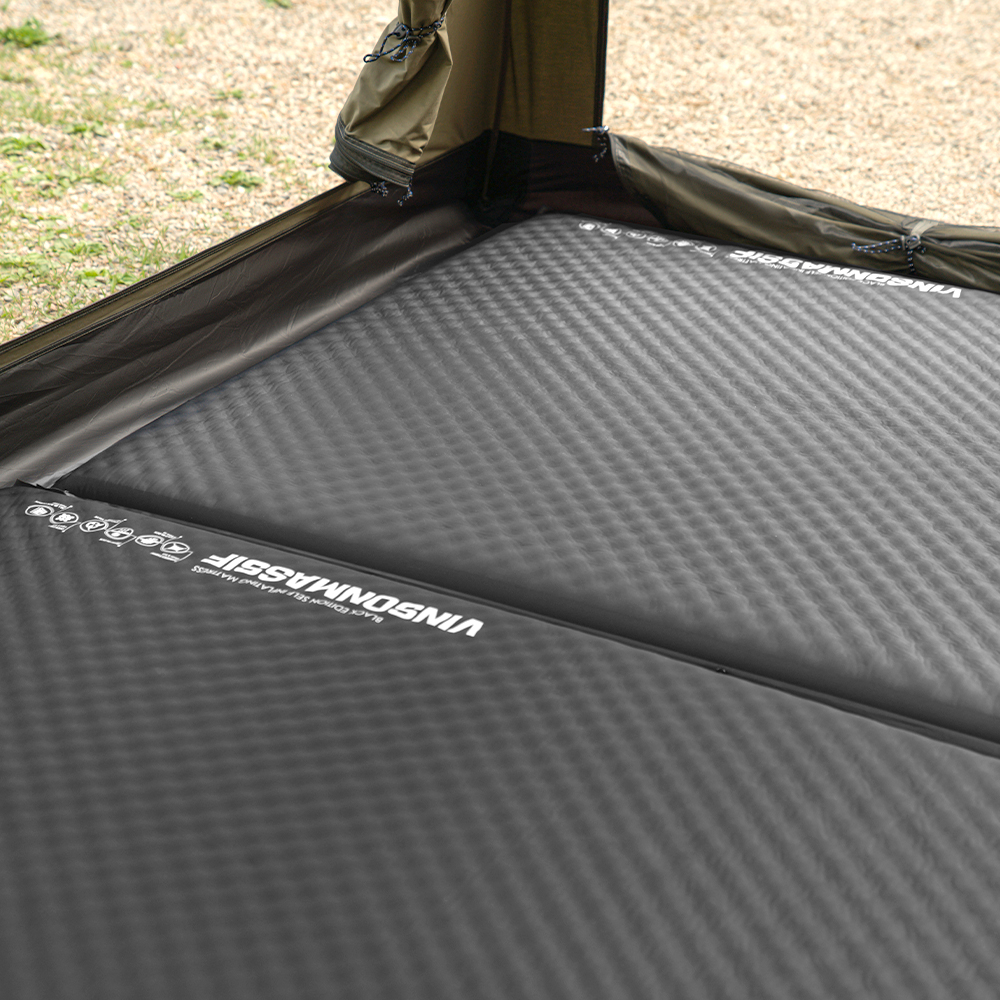 빈슨메시프 시그니처 엠보싱 자충매트 휴대용 차박 캠핑매트 자충 에어매트 더블, 8cm, 블랙