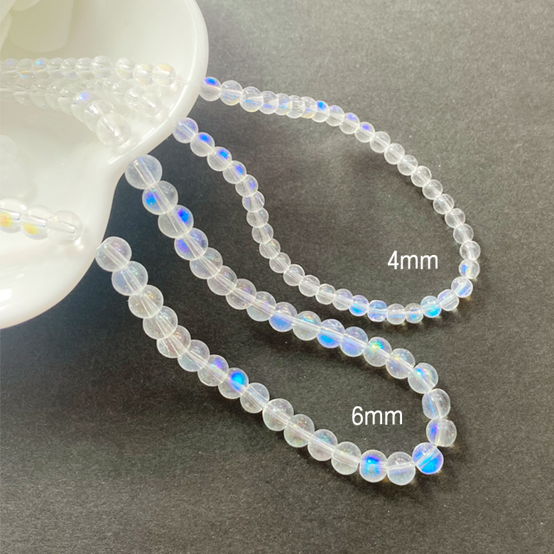 4mm,6mm 투명 반투명 오로라 유리 구슬비즈 - 상세 이미지 2