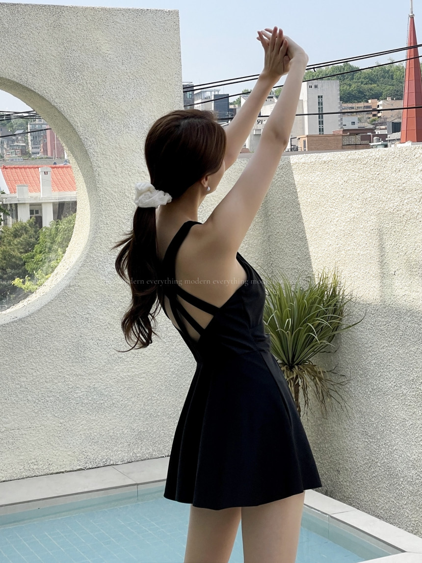 💙[무조건날씬/M-4XL] 홀터넥 유교걸 휴양지 커버업 원피스 비키니 모노키니 빅사이즈 치마 수영복 상세 이미지 18