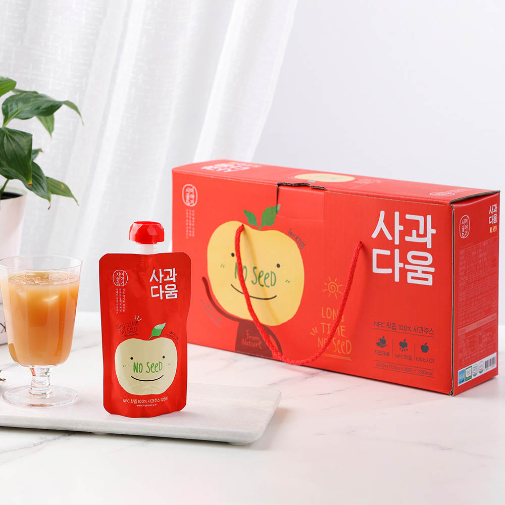 [옵션형] 사과다움 씨없는 사과즙(NOSEED) 120ml 프리미엄 어린이 간식 아기 20포/10포 - 상세 이미지 4