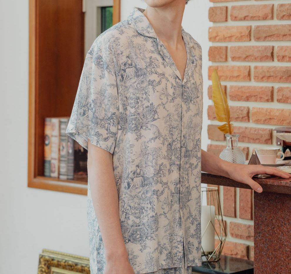 힐트니 커플 잠옷 트왈드주이 민소매 캡내장 원피스 여름 신혼 허니문 파자마 상세 이미지 52