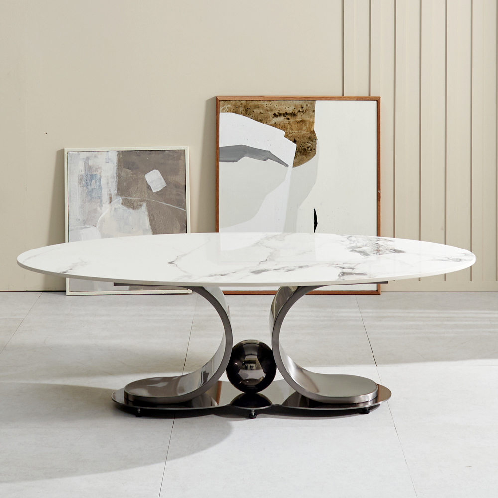 [방문설치] 트로이 세라믹 거실 소파 테이블 좌탁 1300x700mm, 실버