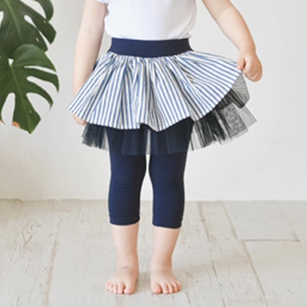 마린치마레깅스 7부 스트라이프 여아 아동 네이비 보통핏