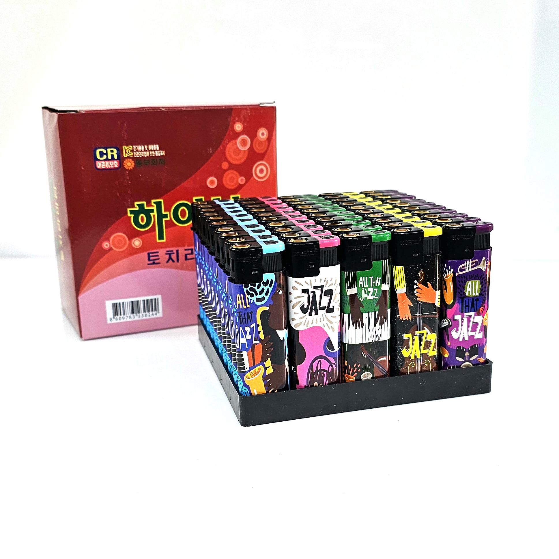 쎈 터보 투톤 칼라오색 라이터 50개 1BOX