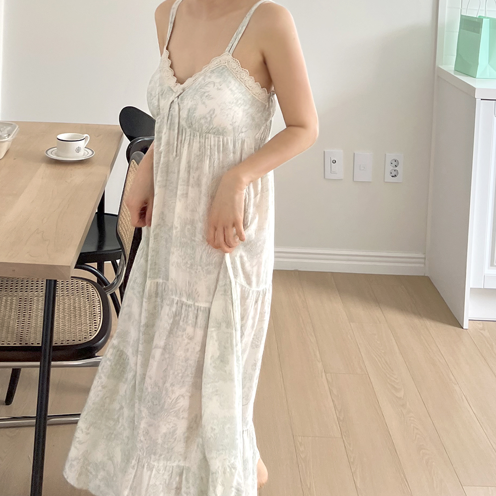 힐트니 커플 잠옷 트왈드주이 민소매 캡내장 원피스 여름 신혼 허니문 파자마 상세 이미지 22
