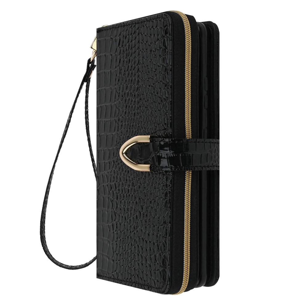 모란카노 갤럭시 Z폴드7 오트 스트랩 가죽 다이어리 힌지보호 핸드폰 케이스 블랙