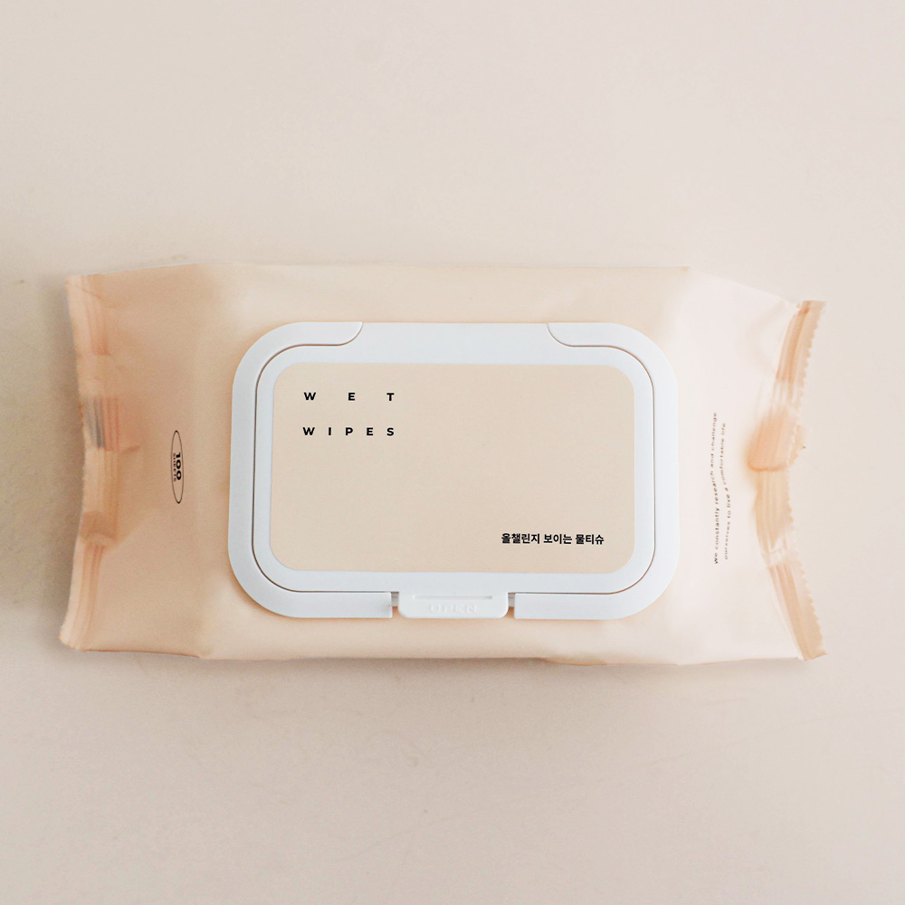 올챌린지 보이는 물티슈 베이지 100매 10팩+10팩 엠보싱 캡형 안전한 아기 신생아