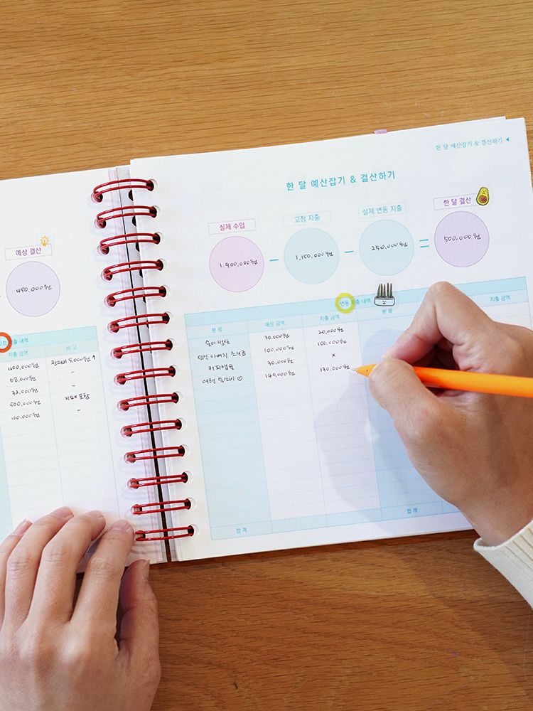 리훈 리뉴얼 오늘쓰임 가계부 용돈기입장 금전출납부 캐쉬북 만년