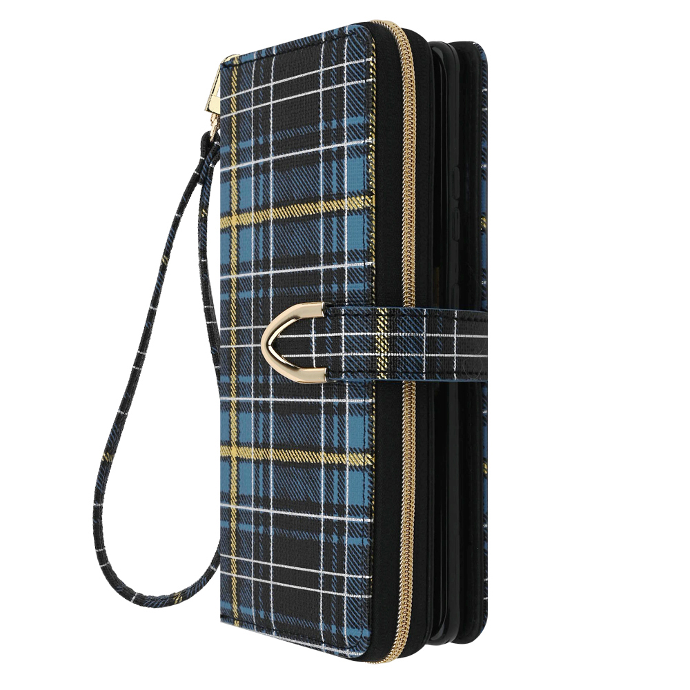 갤럭시A24 타르탄 스트랩 지갑형 다이어리 케이스 블랙 - 상세 이미지 2